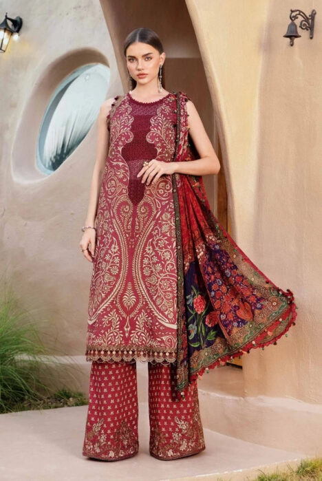 3 Piece Stitched Printed Lawn Suit From Maria.B M.Prints Spring Summer'25 Collection - 12