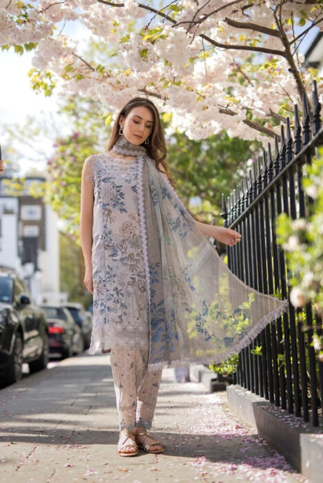 3 Piece Stitched Embroidered Printed Lawn Suit From Sobia Nazir Basics'25 Collection - 12