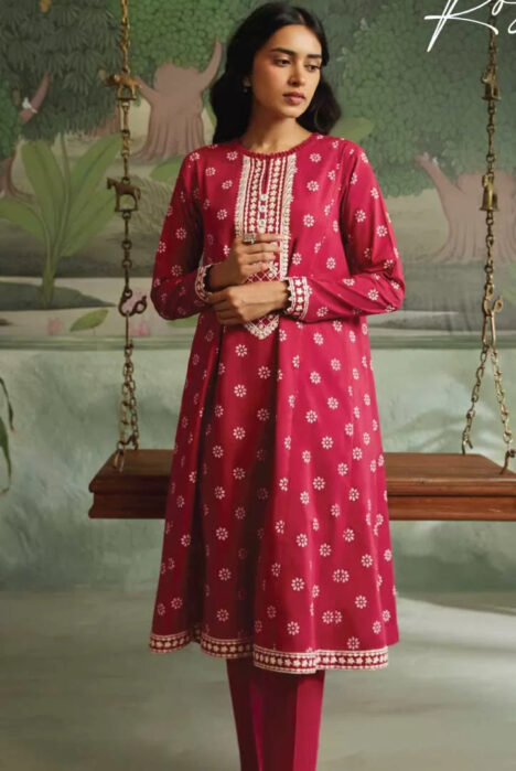 2 Piece Sehar Cross Stitch Cambric Suit - 05