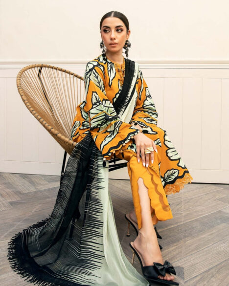 3 Piece Stitched Embroidered Lawn Suit From Maria.B By M.Basics Eid Collection'25-13