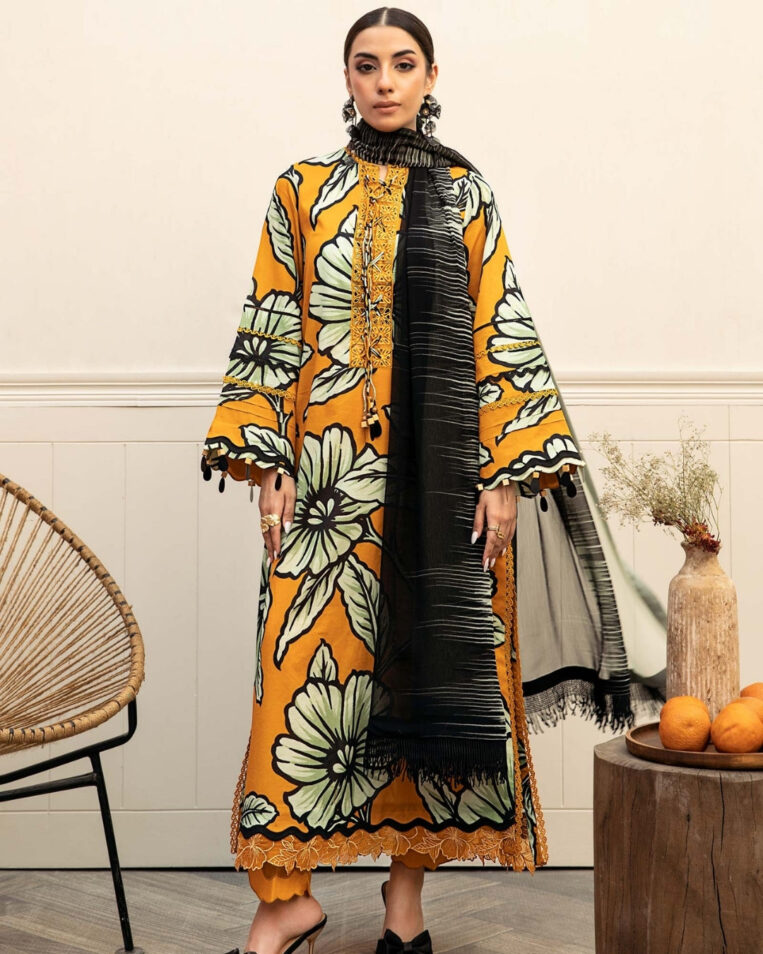 3 Piece Stitched Embroidered Lawn Suit From Maria.B By M.Basics Eid Collection'25-13 - Image 3