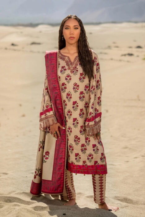 3 Piece Stitched Printed Linen Suit From M.Basics By Maria.B Collection - 14