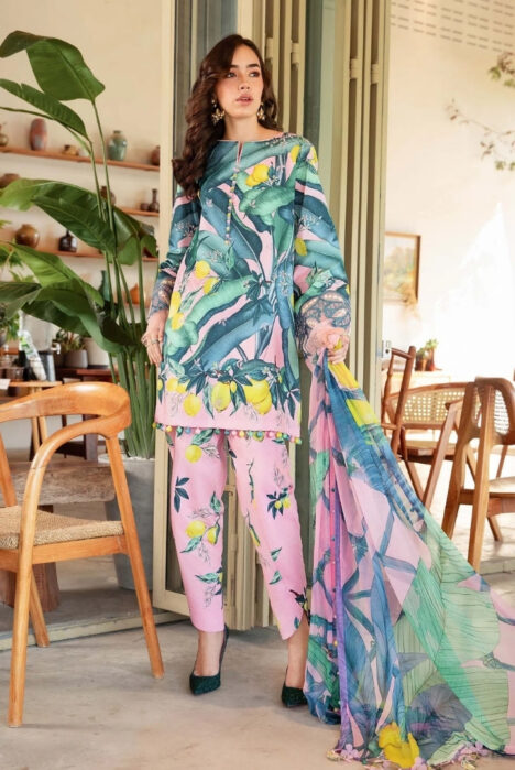 3 Piece Stitched Printed Lawn Suit From Maria.B M.Prints Spring Summer'25 Collection - 14