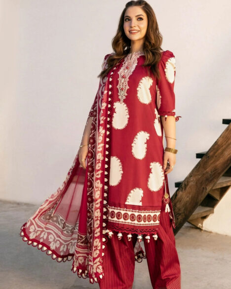 3 Piece Stitched Embroidered Lawn Suit From Maria.B By M.Basics Eid Collection'25-14