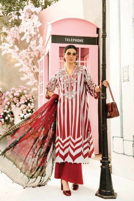 3 Piece Stitched Embroidered Lawn Suit From Maria.B By M.Prints Eid Edit Collection'25 - 14