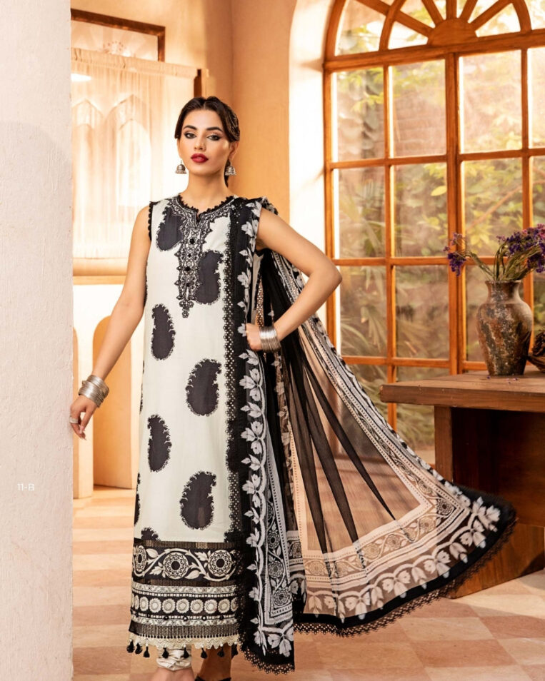 3 Piece Stitched Embroidered Lawn Suit From Maria.B By M.Basics Eid Collection'25-16