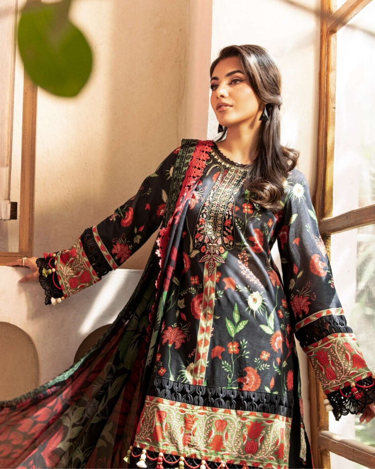 3 Piece Stitched Embroidered Lawn Suit From Maria.B By M.Basics Eid Collection'25-17 - Image 2
