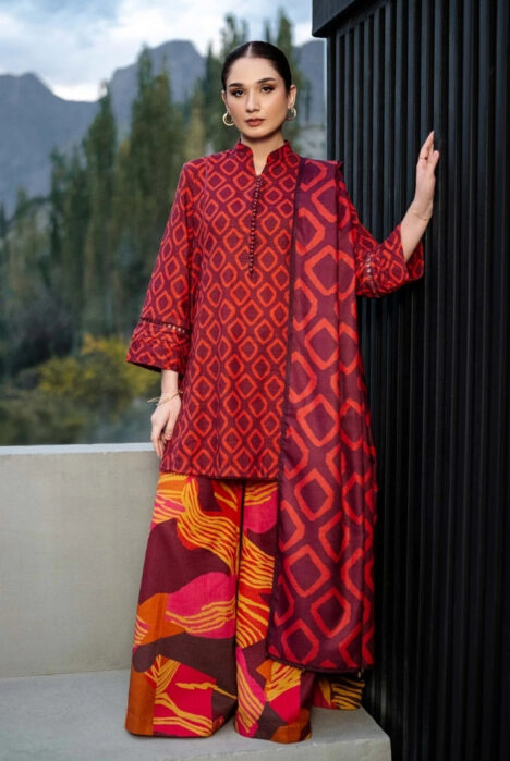 3 Piece Stitched Printed Khaddar Suit From M.Basics By Maria.B Collection - 18