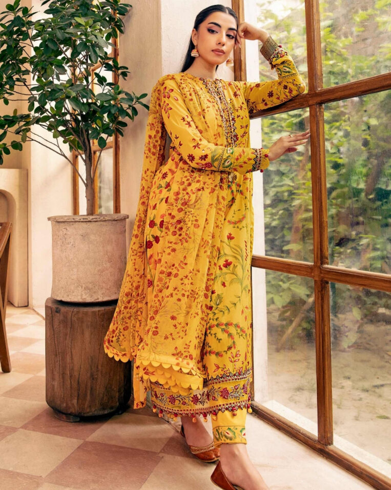 3 Piece Stitched Embroidered Lawn Suit From Maria.B By M.Basics Eid Collection'25-18 - Image 2