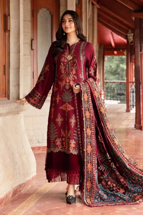 3 Piece Stitched Embroidered Twill Linen Suit From Maria.B Winter Luxe'24 Collection - 02