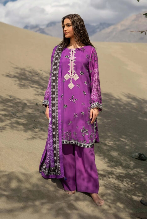 3 Piece Stitched Printed Linen Suit From Maria.B By M.Basics Collection - 02