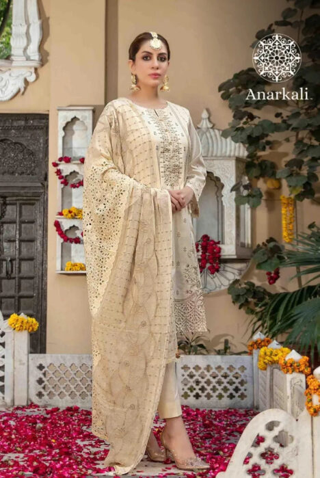 Tawakkal Jashan 3 Piece Stitched Suit(Cream)