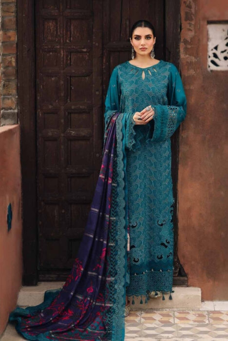 3 Piece Stitched Embroidered Jacquard Suits Collection By Nureh Maya Linen - 02
