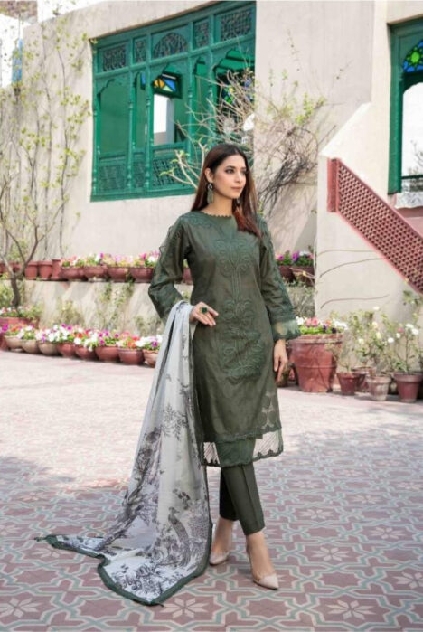 3 Piece Stitched Embroidered Jacquard Lawn Suit From Tawakkal Tradition of Love - 02