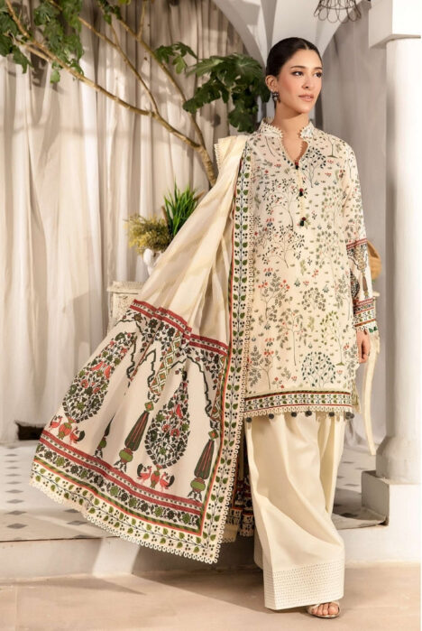 3 Piece Stitched Printed Lawn Suit From Maria.B By M.Basics Vol-01 Collection'25  Elaheh - 02