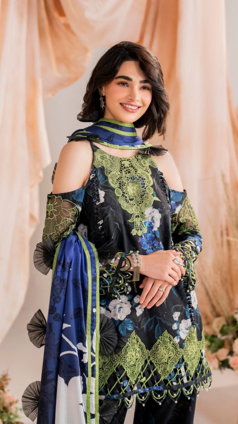 3 Piece Stitched Embroidered Digital Printed Suit | Winter Meraki'24 Vol'1 By Asifa & Nabeel - Midnight - Image 2