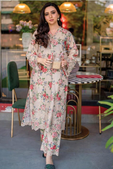 02 Piece Stitched Cambric Embroidered Suit By Lakhany Brunch - 02