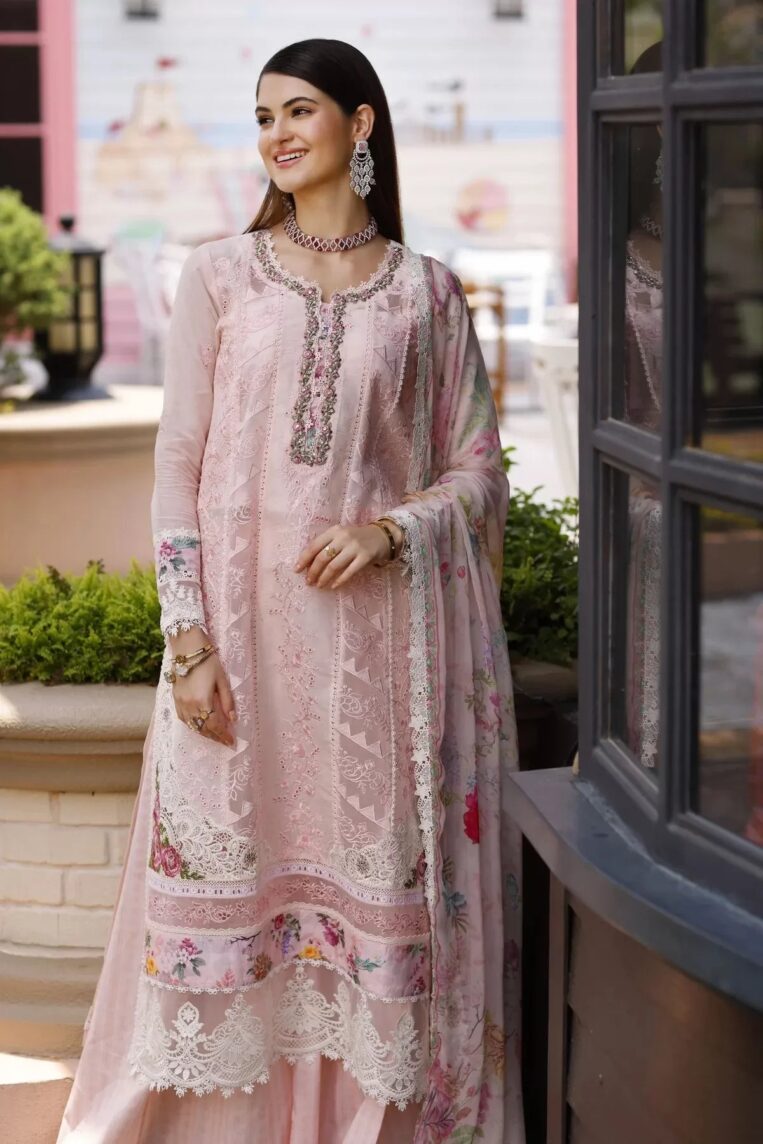 Noor By Sadia Asad Handwork Schiffli Laserkari '23 3 Piece Stitched Suit - Sial - Image 2