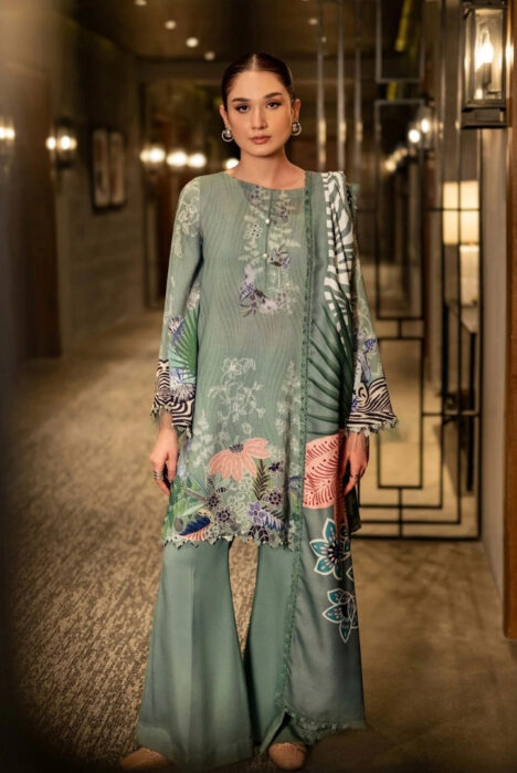 3 Piece Stitched Printed Linen Suit From M.Basics By Maria.B Collection - 20