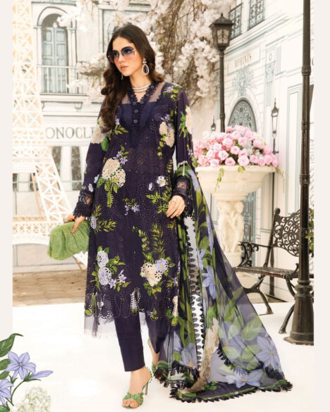 3 Piece Stitched Embroidered Lawn Suit From Maria.B By M.Prints Eid Edit Collection'25 - 20