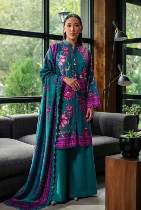 3 Piece Stitched Printed Khaddar Suit From M.Basics By Maria.B Collection - 21