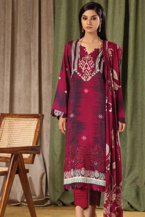 3 Piece Embroidered Chikankari Stitched Suits from Aafreen By Riaz Arts - 01