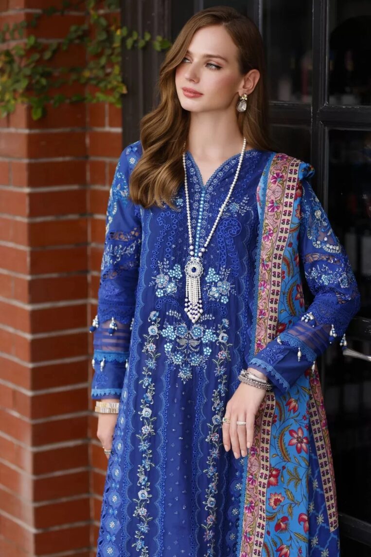 Noor By Sadia Asad Handwork Schiffli Laserkari '23 3 Piece Stitched Suit - Lia - Image 3