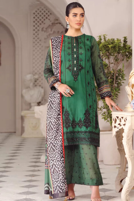 3 Piece Stitched Embroidered Lawn Suit By LSM Gold Lakhany - AN-00784