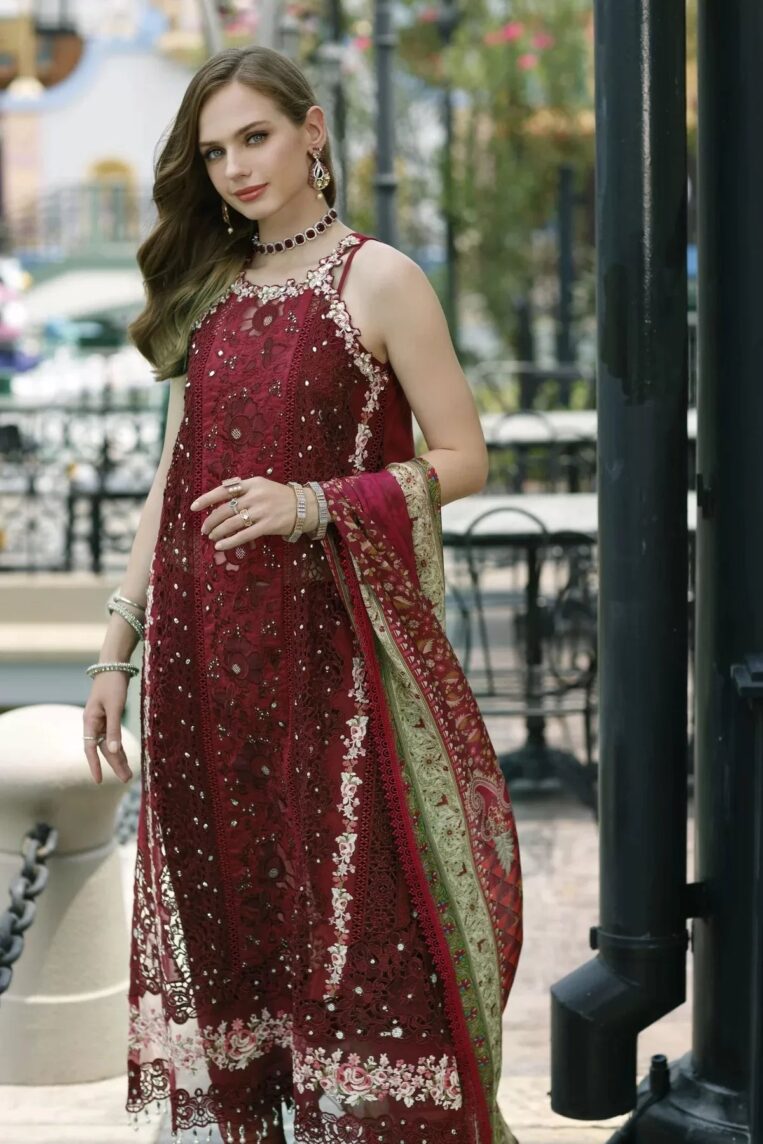 Noor By Sadia Asad Handwork Schiffli Laserkari '23 3 Piece Stitched Suit - Elara - Image 2