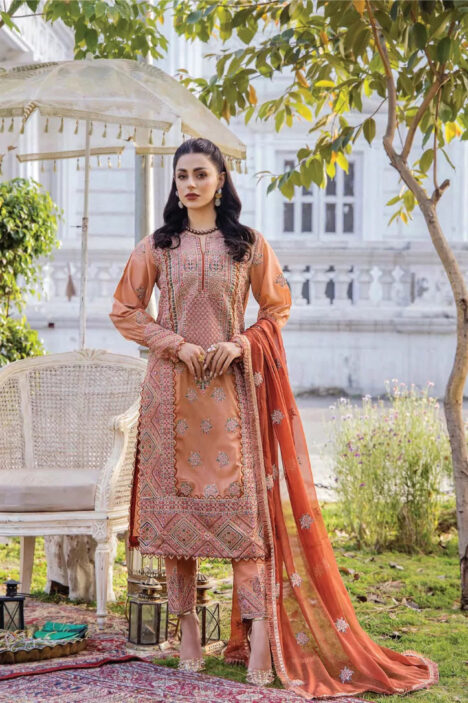 3 Piece Eshaisha Festive Lawn Embroidered Collection - 01