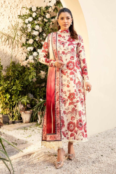 3 Piece Stitched Printed Lawn Suit From Maria.B By M.Basics Vol-01 Collection'25  Elaheh - 03