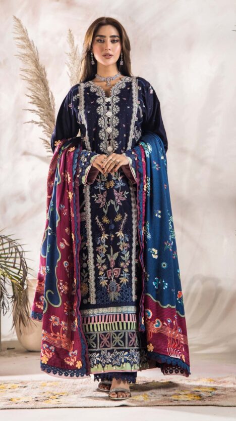 3 Piece Stitched Luxury Winter Embroidered Collection Vol.2 By Eshaisha - 03