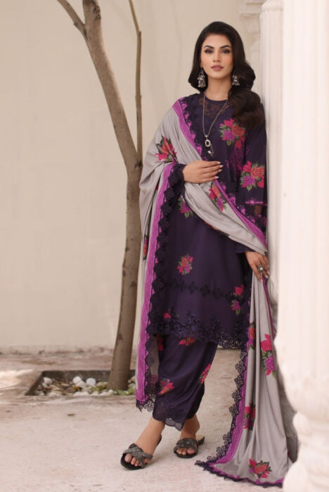 3 Piece Stitched Embroidered Linen Shawl Suits From Virsa By Charizma - 03