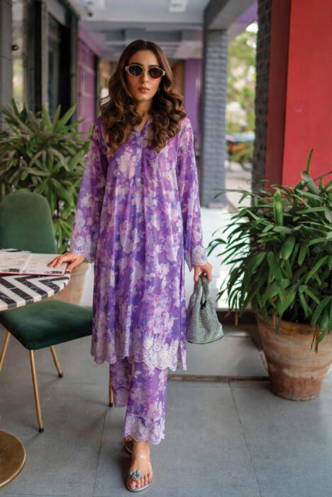 02 Piece Stitched Cambric Embroidered Suit By Lakhany Brunch - 03