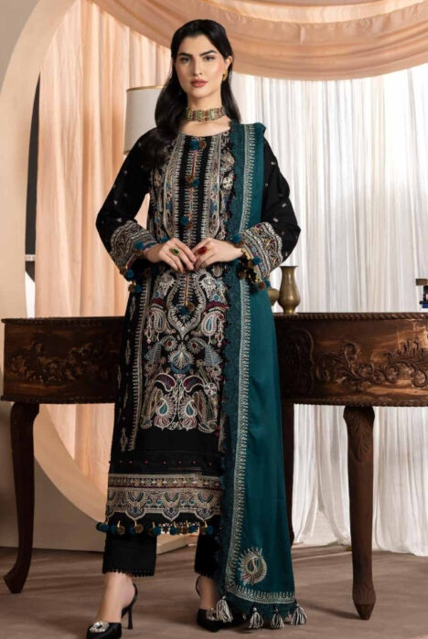 3 Piece Stitched Luxury Embroidered Winter Collection By Eshaisha - 03
