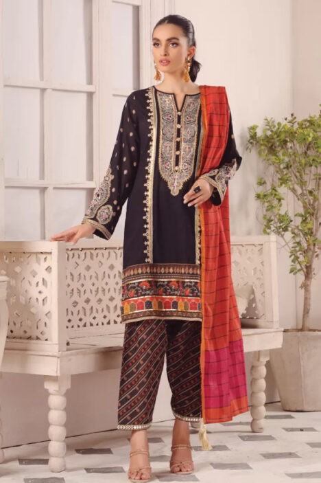 3 Piece Stitched Embroidered Lawn Suit By LSM Gold Lakhany - AN-00787