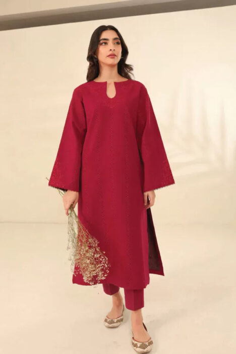 Berry Pink Embroidered 2 Piece Stitched Suit