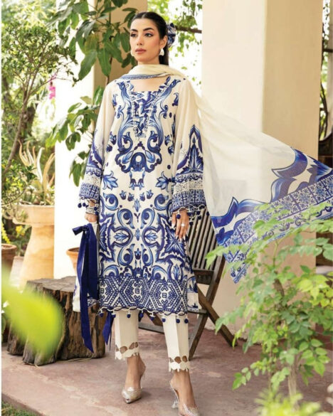 3 Piece Stitched Embroidered Lawn Suit From Maria.B By M.Basics Eid Collection'25-04