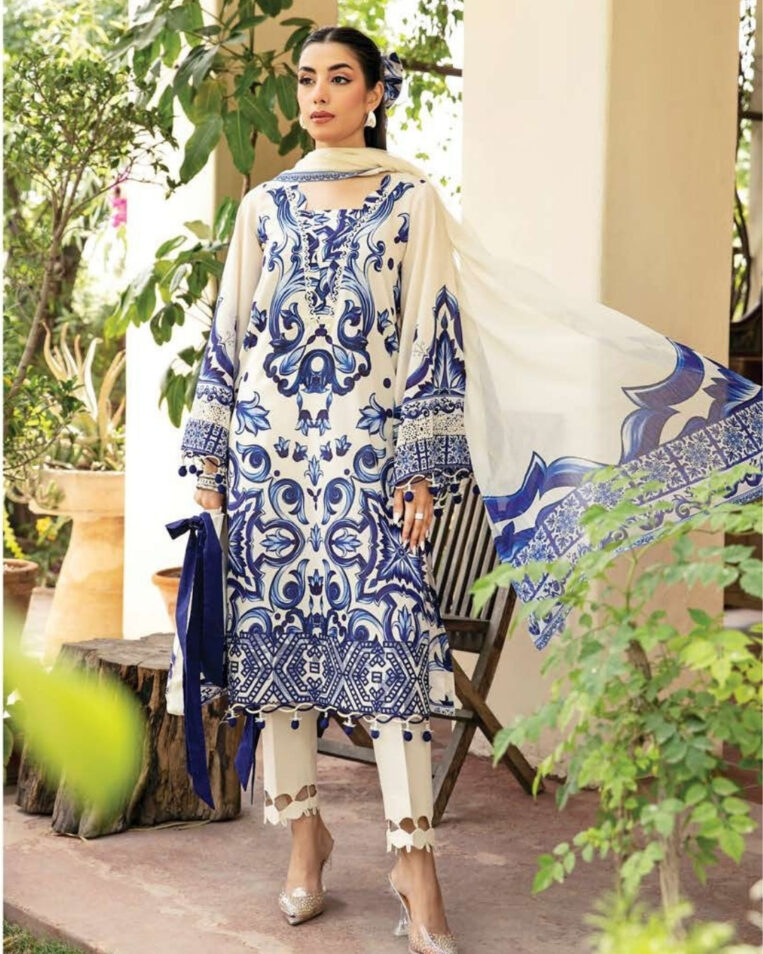 3 Piece Stitched Embroidered Lawn Suit From Maria.B By M.Basics Eid Collection'25-04