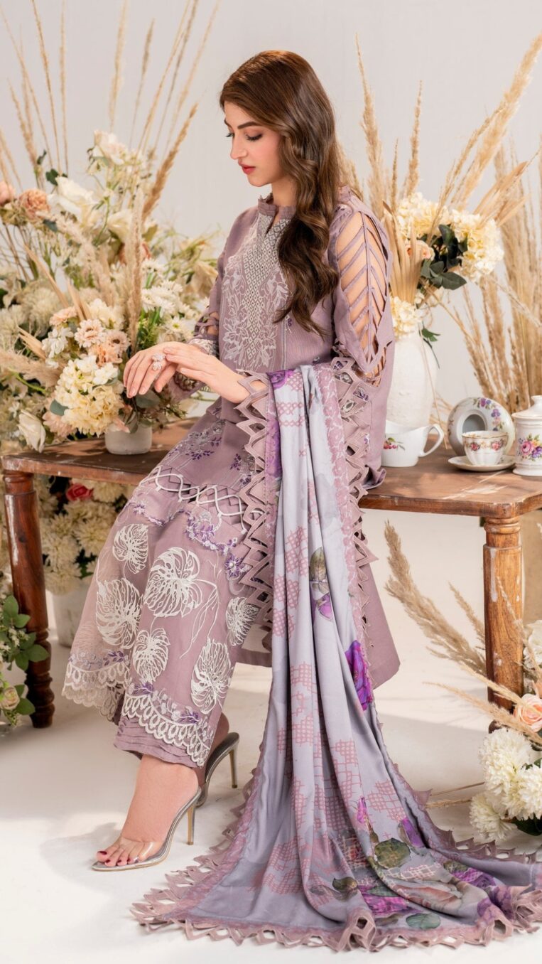 3 Piece Stitched Embroidered Digital Printed Suit | Winter Meraki'24 Vol'1 By Asifa & Nabeel - Sombre - Image 2