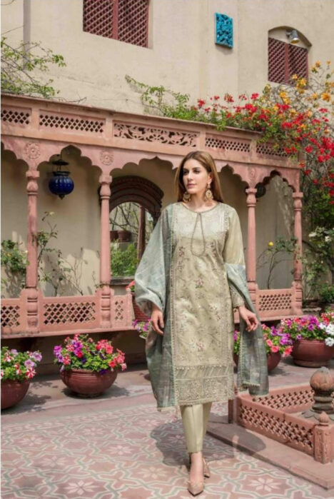 3 Piece Stitched Embroidered Jacquard Lawn Suit From Tawakkal Tradition of Love - 04