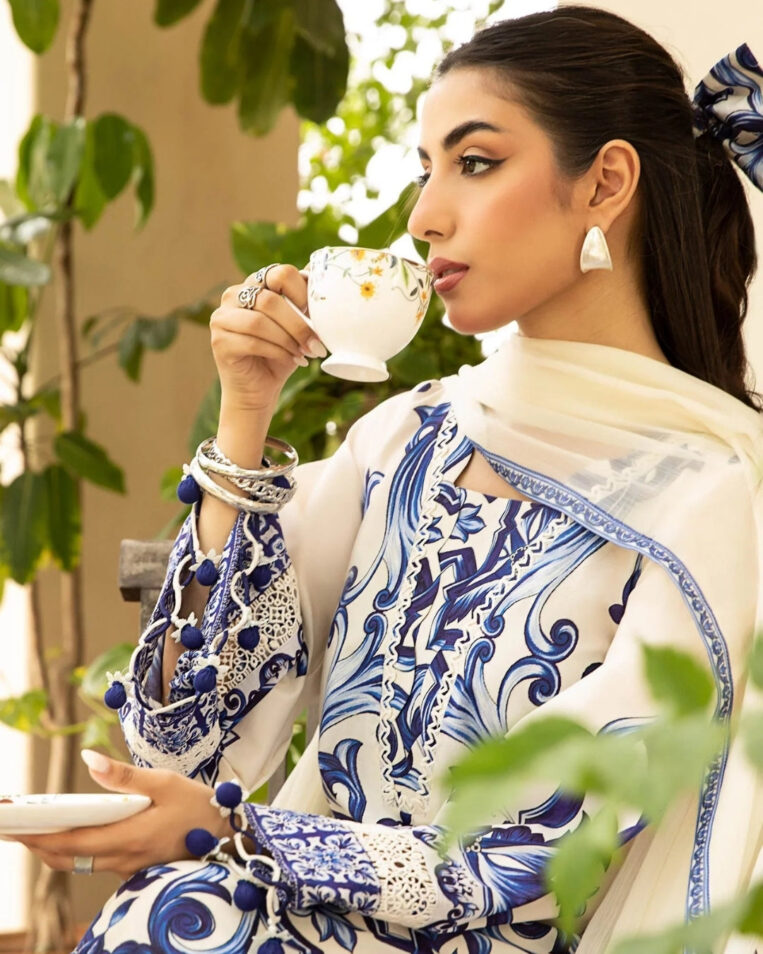3 Piece Stitched Embroidered Lawn Suit From Maria.B By M.Basics Eid Collection'25-04 - Image 3