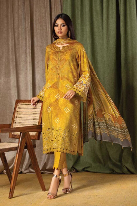 3 Piece Embroidered Chikankari Stitched Suits from Aafreen By Riaz Arts - 07