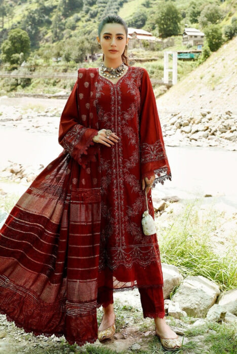 Tehzeeb By Riaz Arts Embroidered Leather Peach Suits Collection - 05