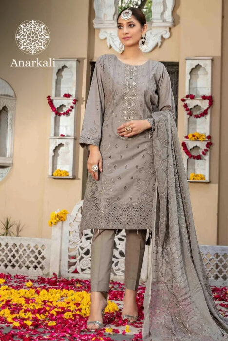 Tawakkal Jashan 3 Piece Stitched Suit(Light Grey)
