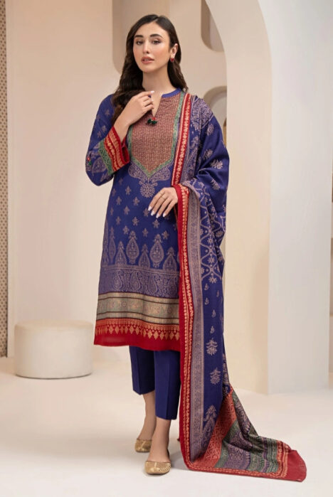 3 Pc Stitched Printed Khaddar Suit By Limelight Winter Collection - 54