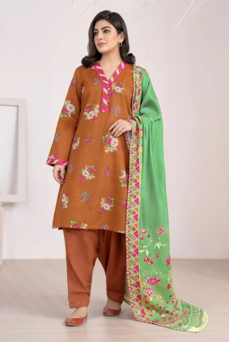 3 Pc Stitched Printed Khaddar Suit By Limelight Winter Collection - 59