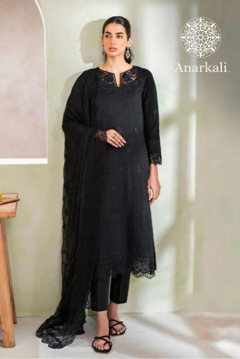 Iznik Pret Embroidered Lawn Collection 3Piece Stitched Suit(Black)