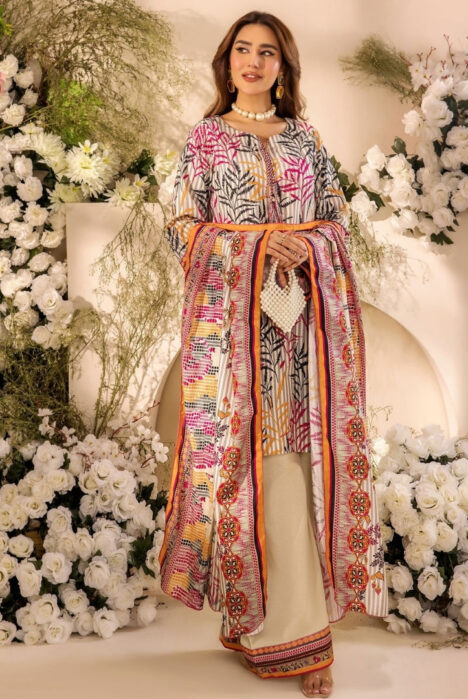 3 Piece Stitched Digital Printed Doria Cambric Suits From Safwa By Koka - 06