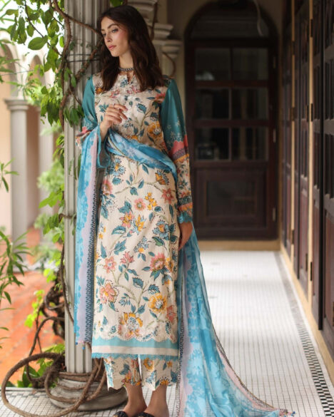 3 Piece Stitched Embroidered Chikankari Lawn Suits from Aafreen By Riaz Arts - 03